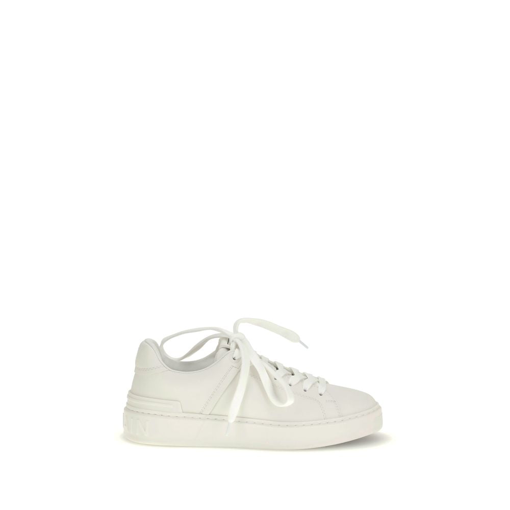 Balmain hvite kalveskinn Bos Taurus lave sneakers