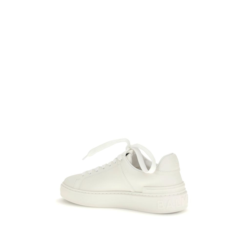 Balmain hvite kalveskinn Bos Taurus lave sneakers