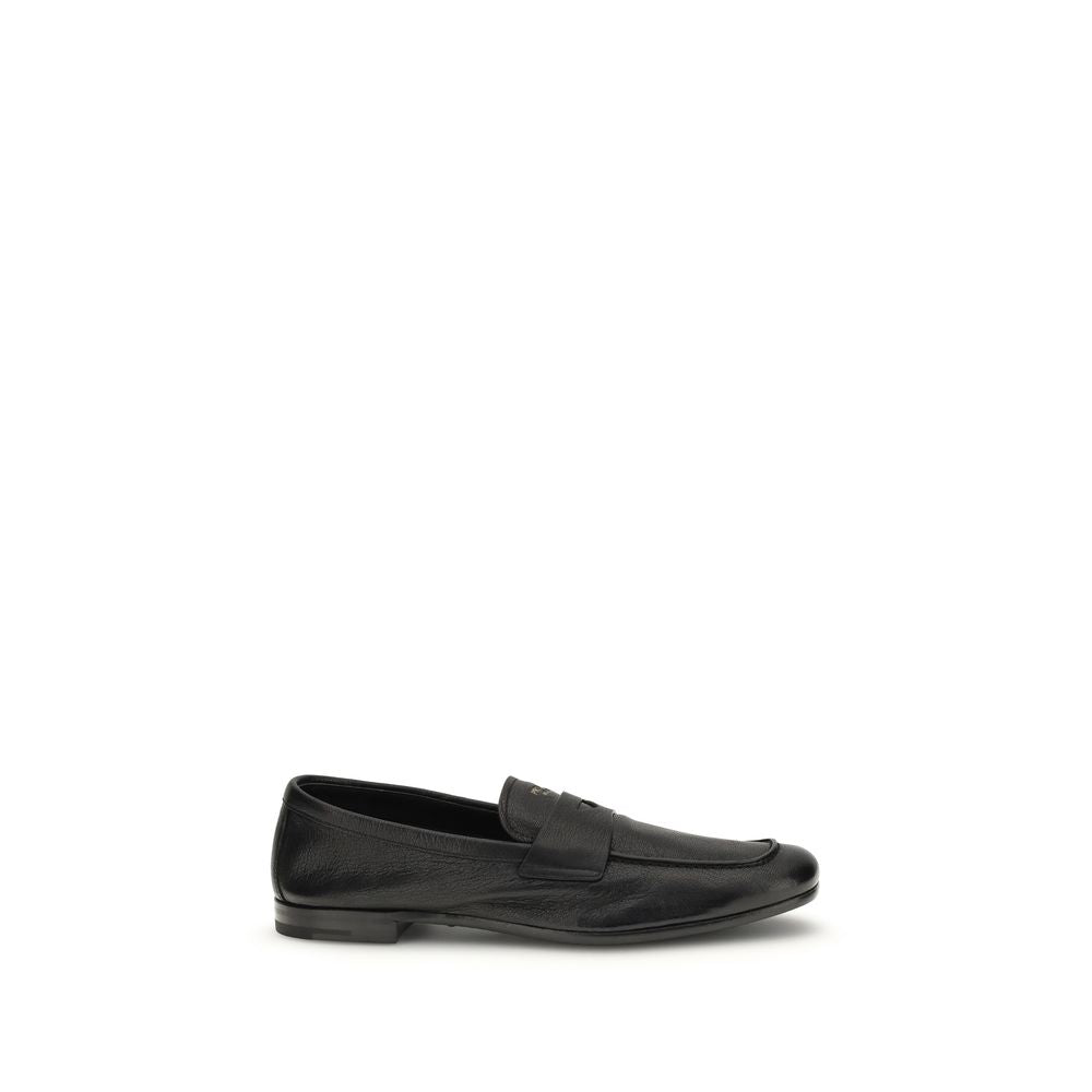 Prada slip-on-loafers i svart geiteskinn