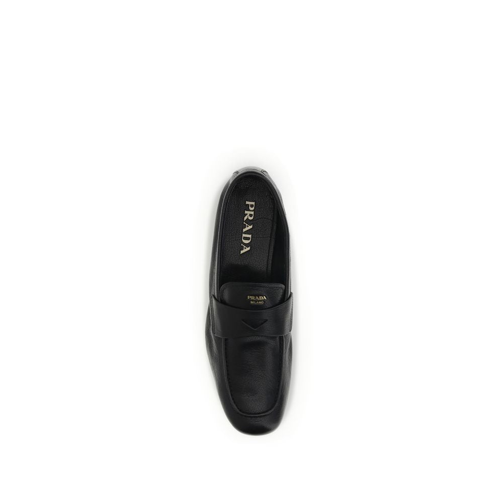 Prada slip-on-loafers i svart geiteskinn