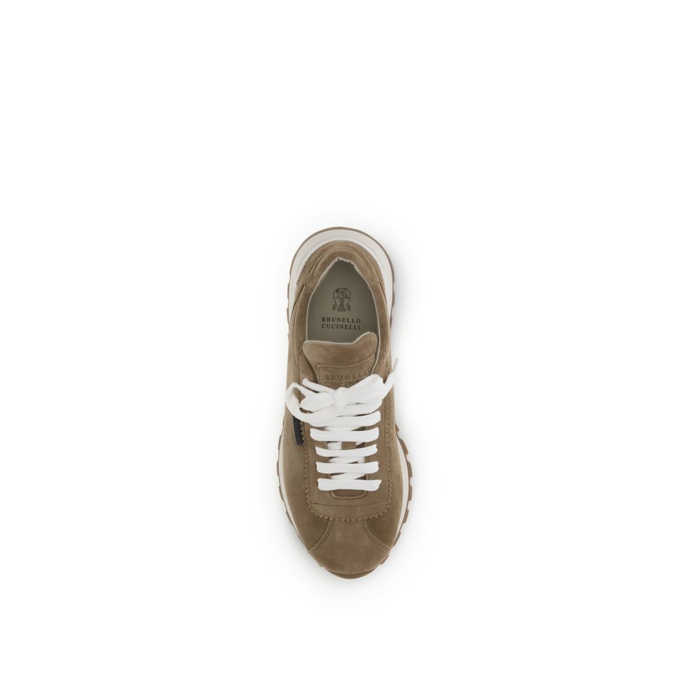 Brunello Cucinelli Beige Kalveskinn Bos Taurus Platåsneakers