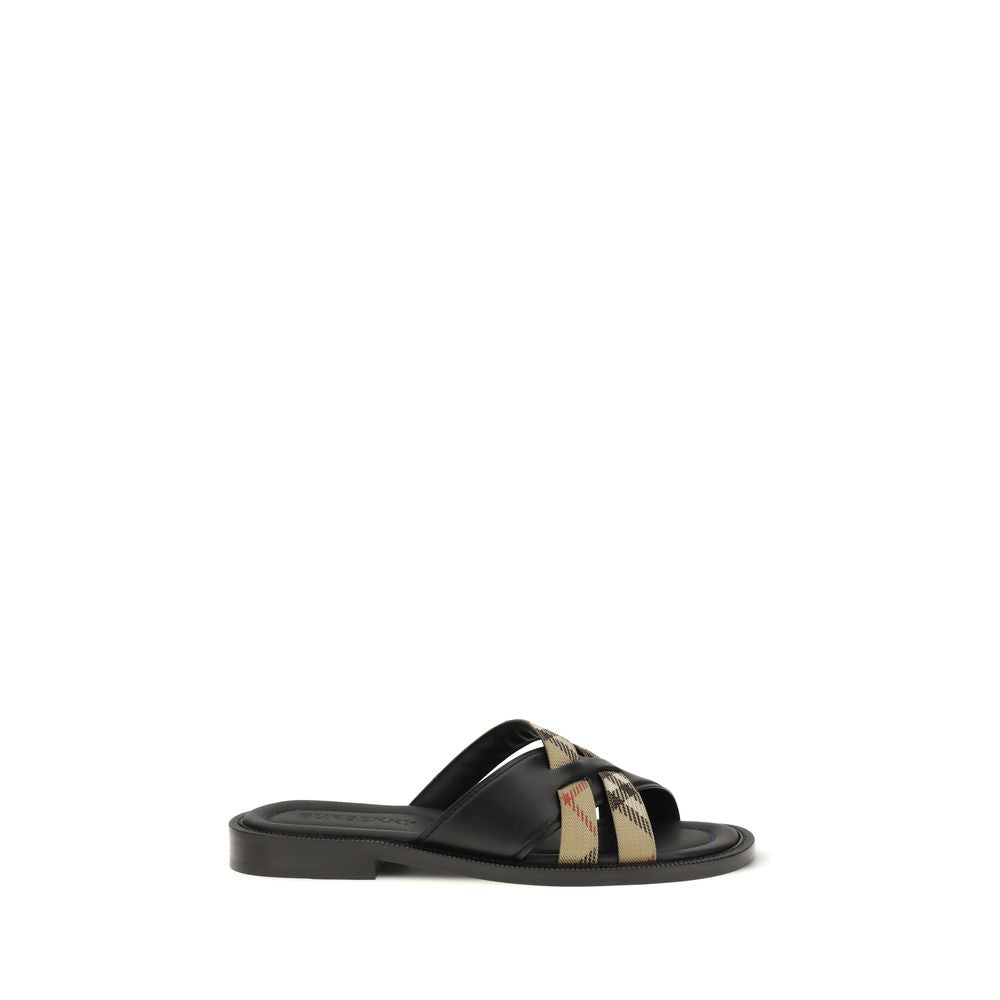 Burberry sorte sandaler i kalveskinn av storfe