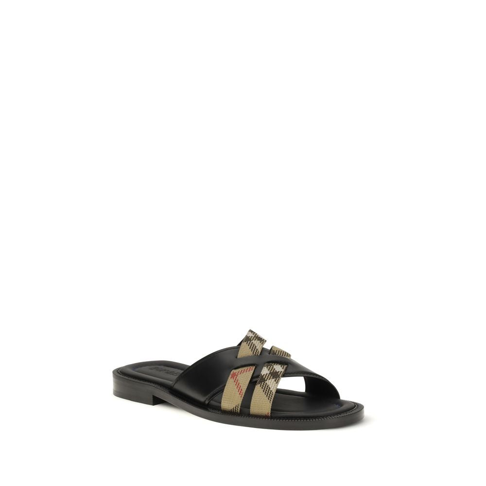 Burberry sorte sandaler i kalveskinn av storfe