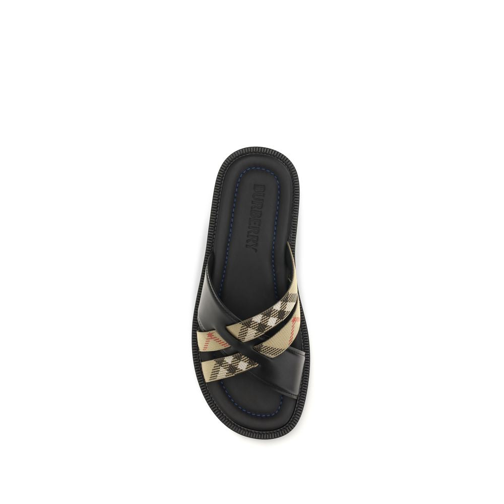 Burberry sorte sandaler i kalveskinn av storfe