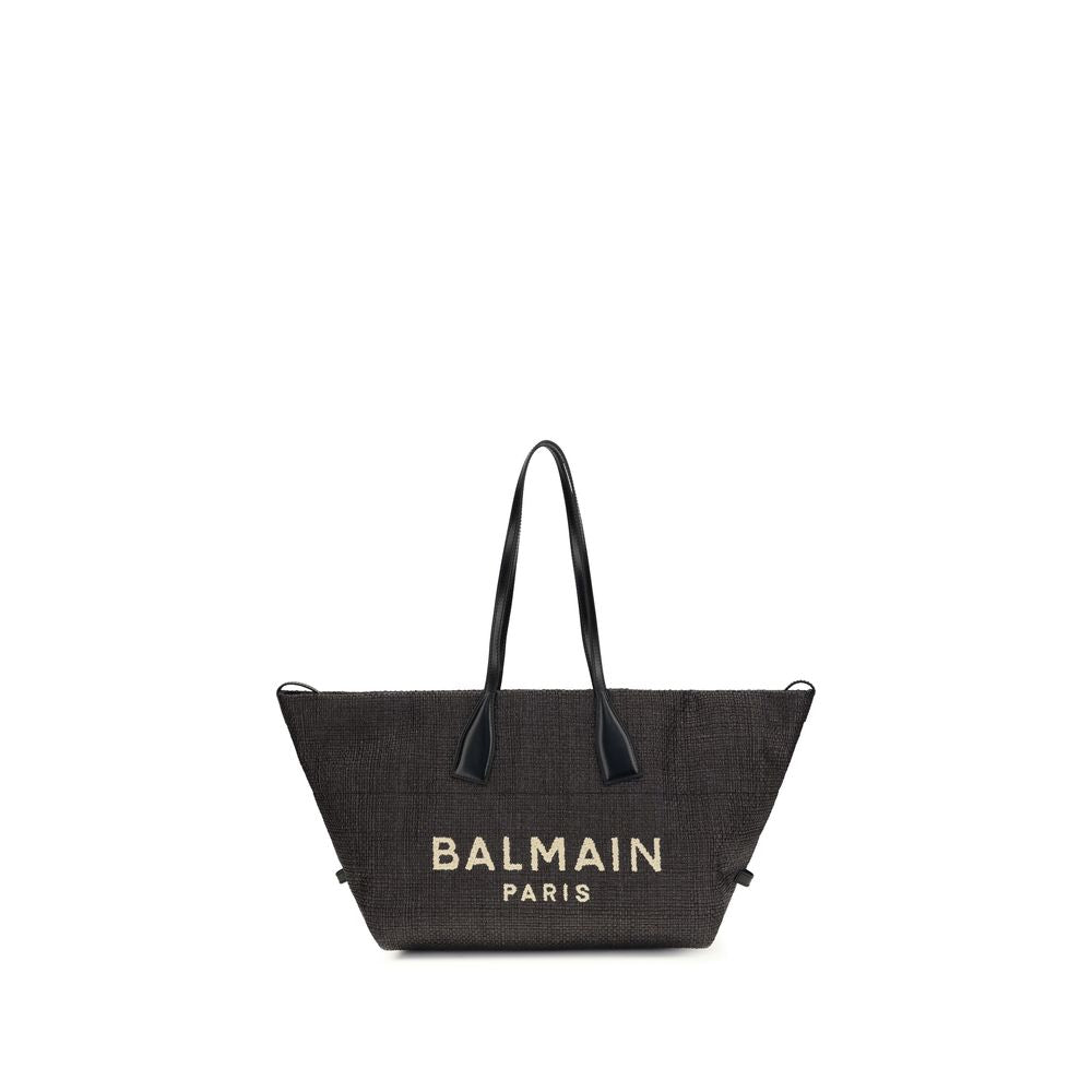 Balmain svart raffia skulderveske