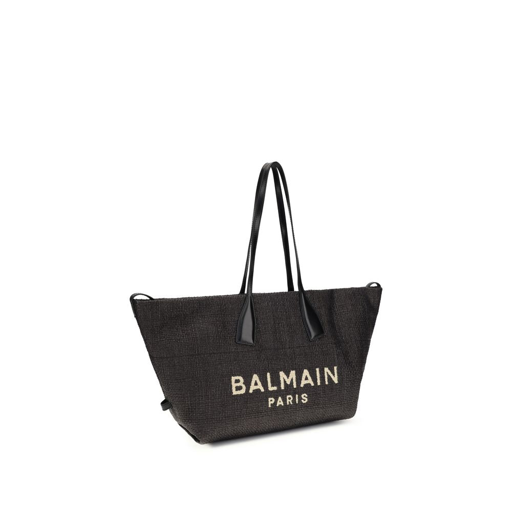 Balmain svart raffia skulderveske