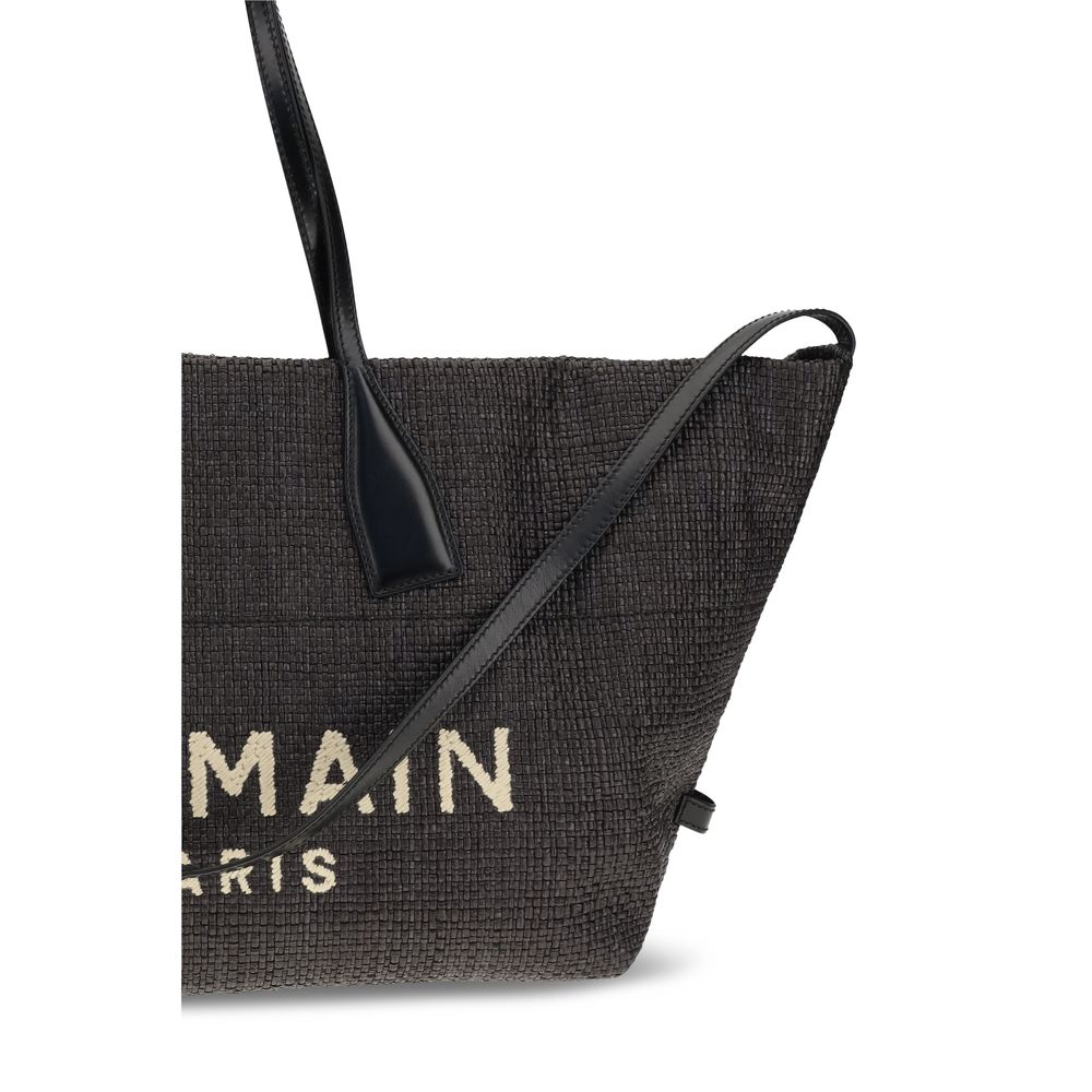 Balmain svart raffia skulderveske
