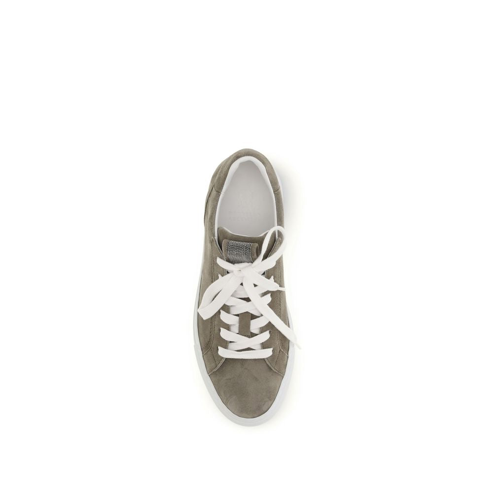 Brunello Cucinelli grå kalveskinn Bos Taurus-sneakers