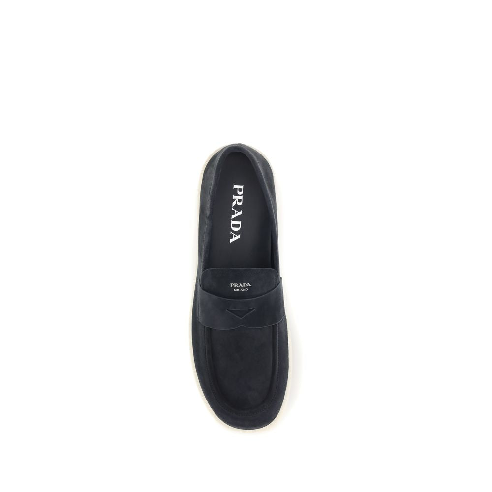 Prada Blå Kalveskinn Bos Taurus Slip-On Loafers