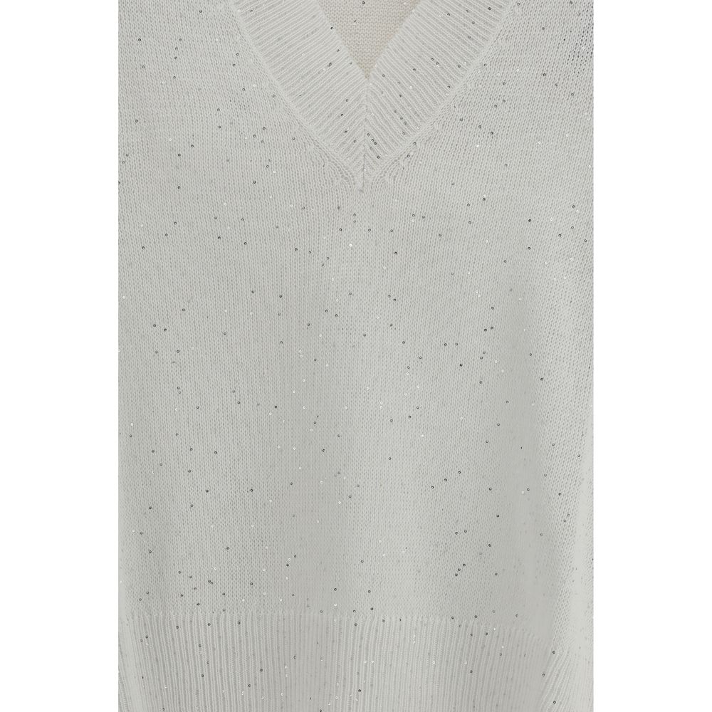Brunello Cucinelli Hvit Lin-T-skjorte