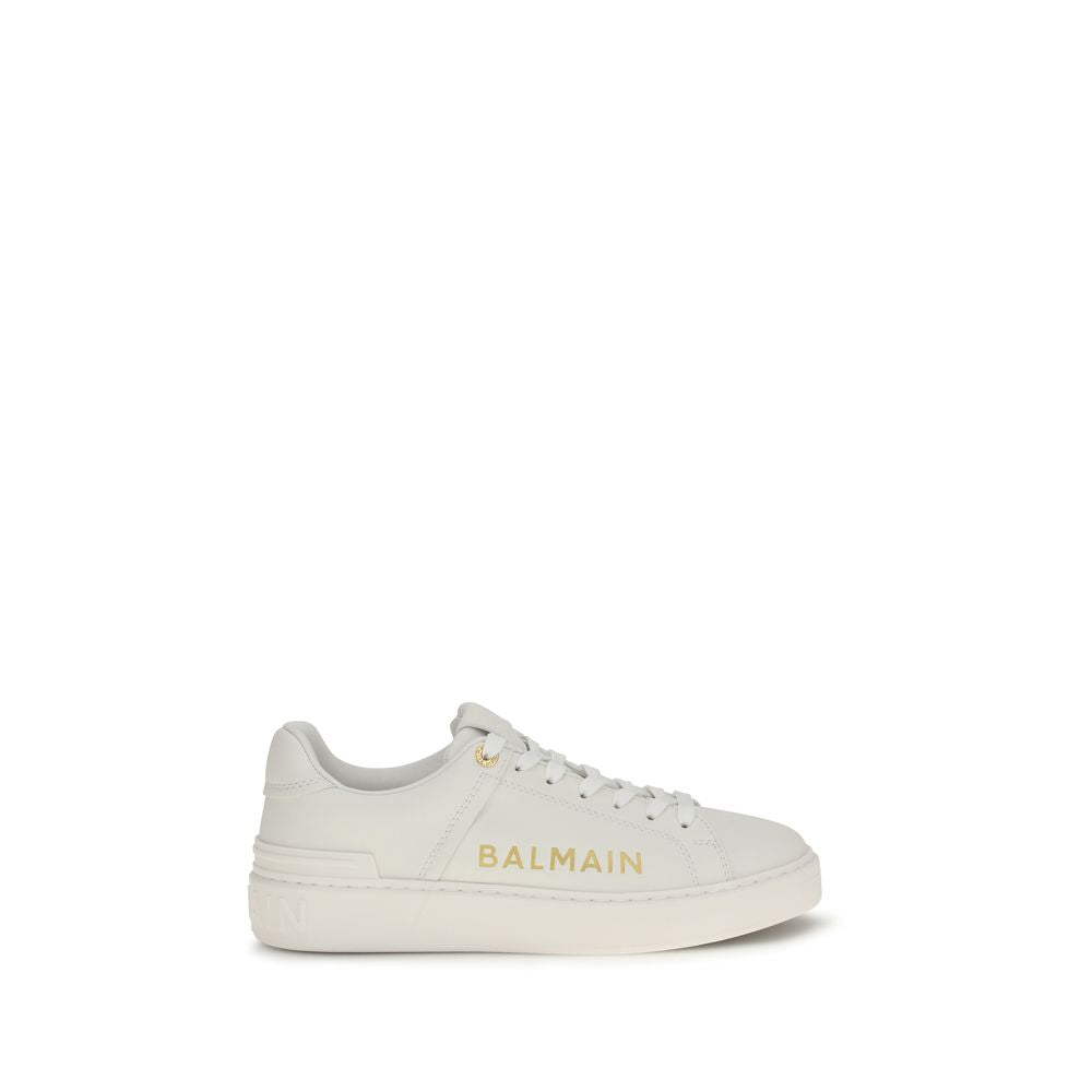 Balmain hvite sneakers i kalveskinn