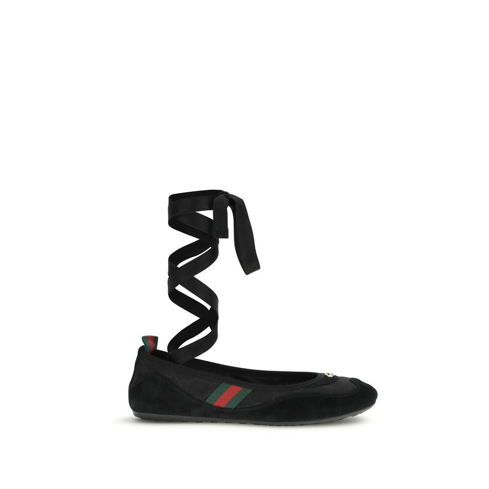 Gucci Sorte Ballettflater i Stoff