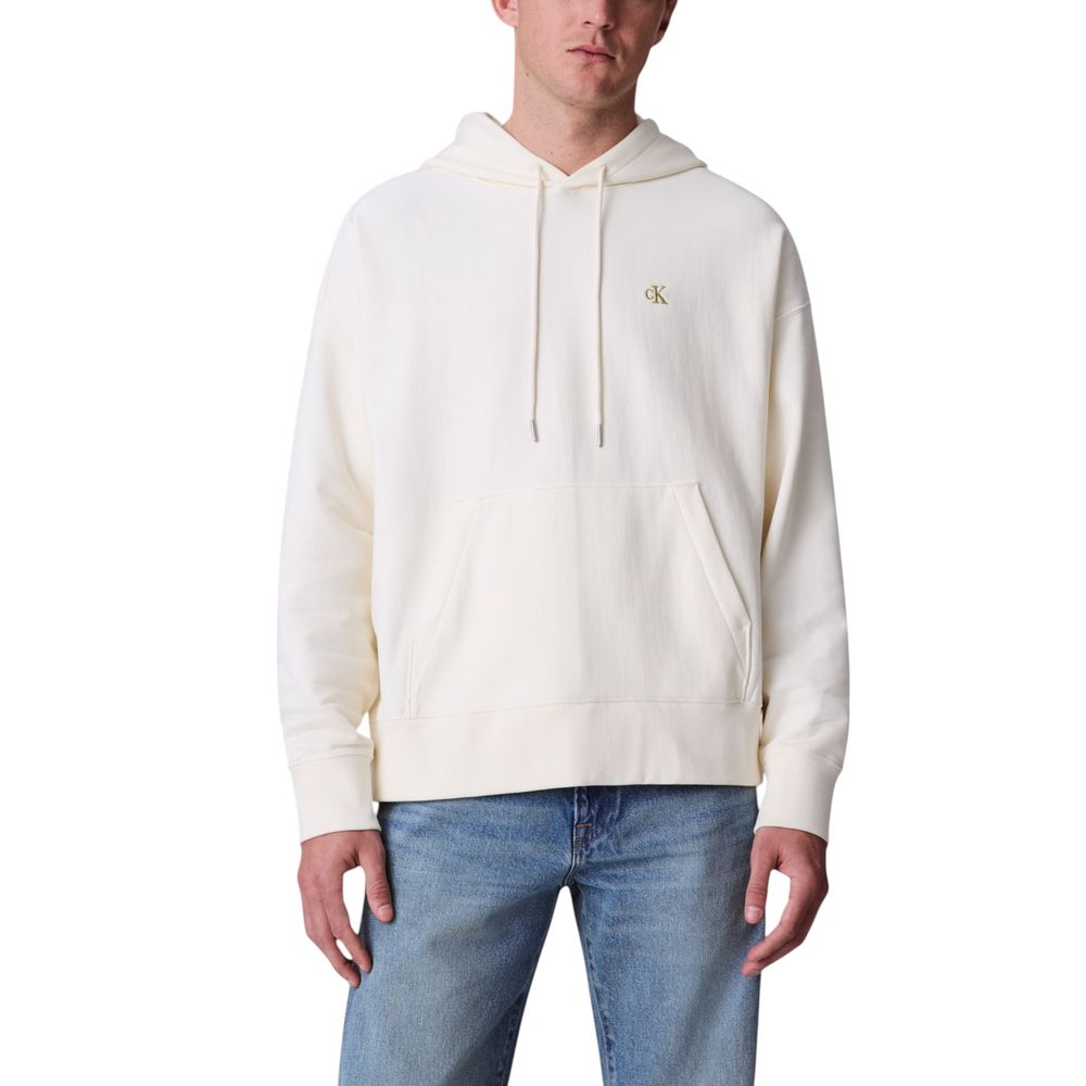 Calvin Klein Jeans Hvit hettegenser i bomull