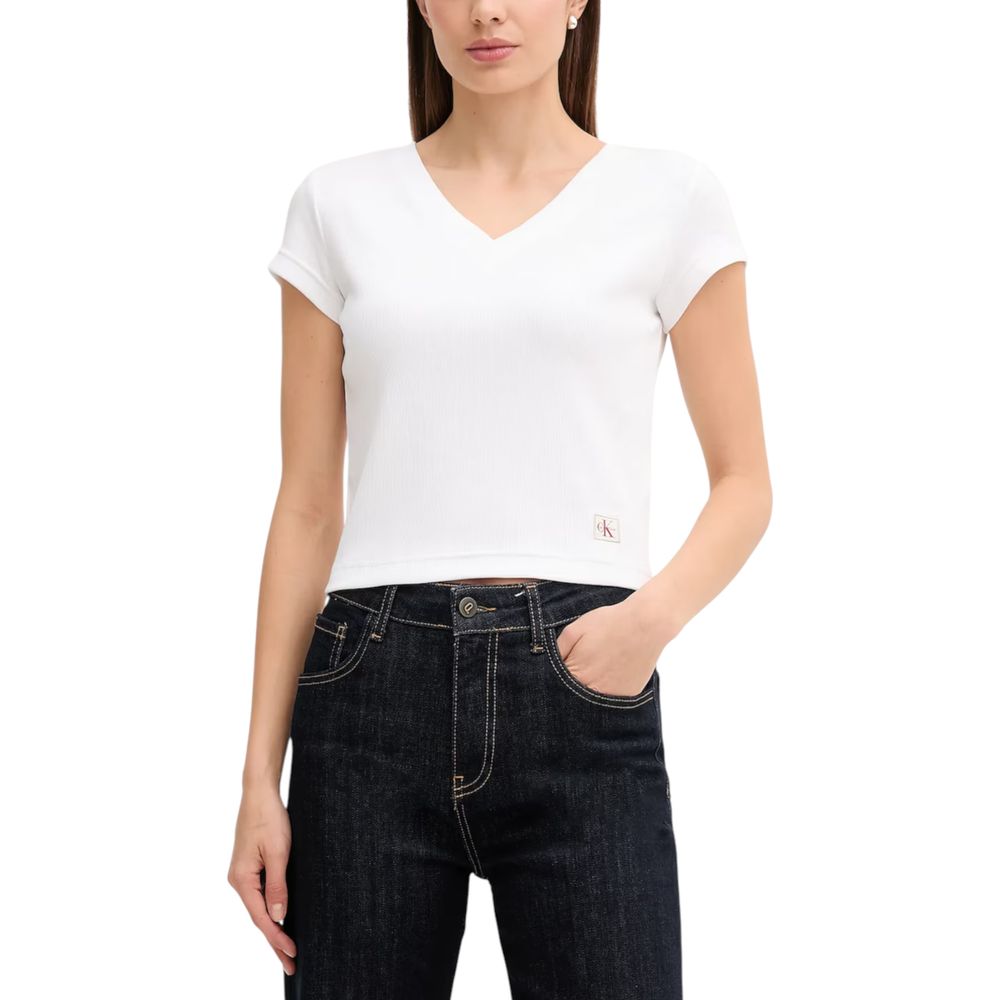 Calvin Klein Jeans Hvit T-skjorte i bomull