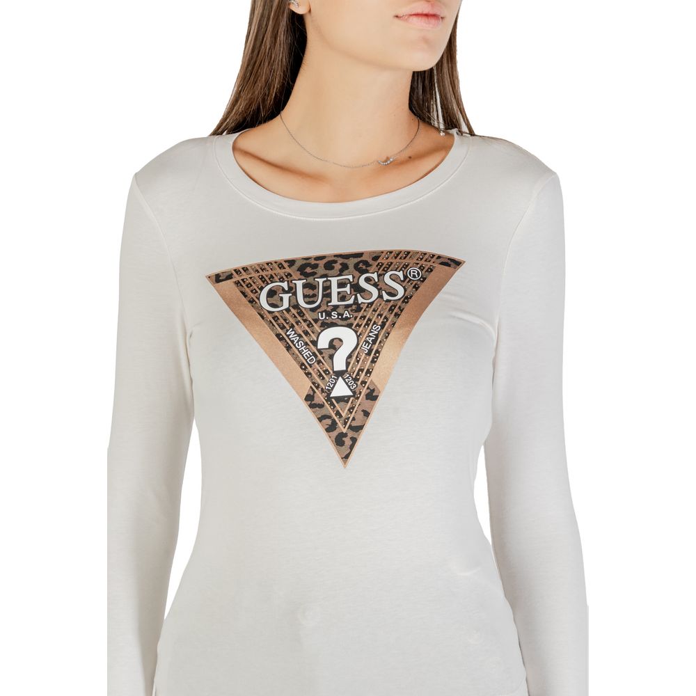 Guess Cream Langermet T-skjorte i Bomull