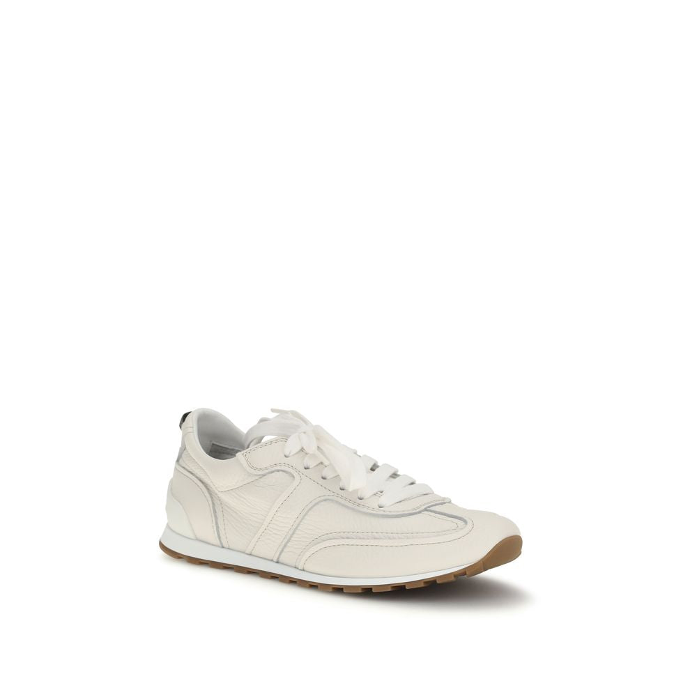 Brunello Cucinelli hvite lave sneakers i kalveskinn