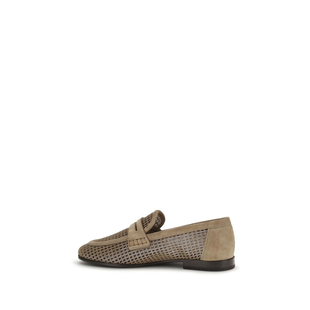 Brunello Cucinelli Beige Kalveskinn Mokasiner uten lisser