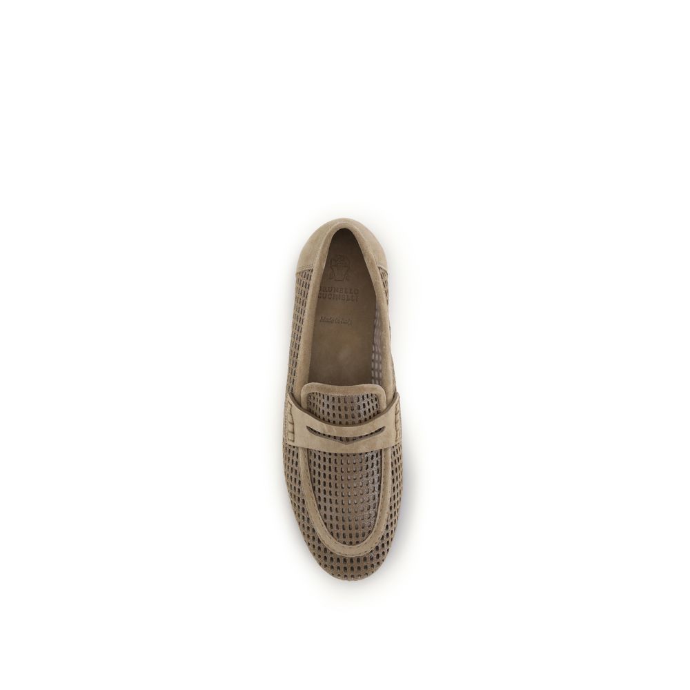 Brunello Cucinelli Beige Kalveskinn Mokasiner uten lisser