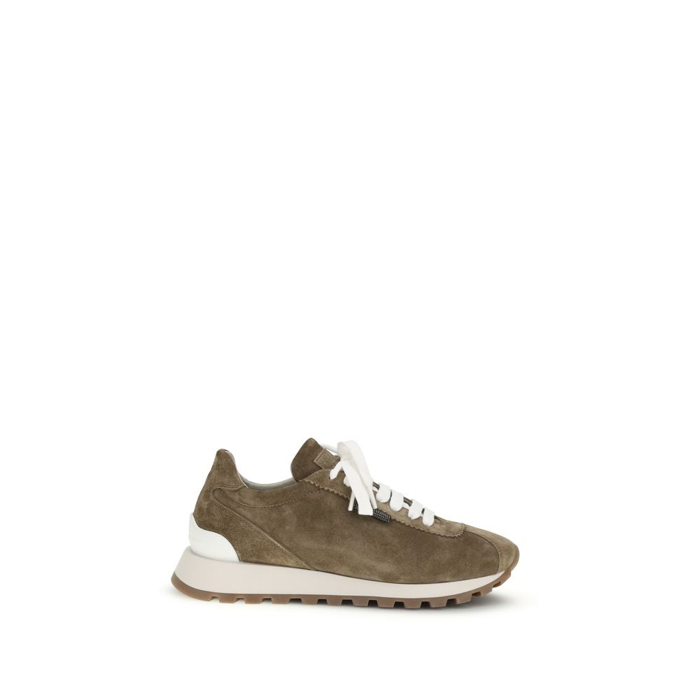 Brunello Cucinelli Brown Calf Leather Bos Taurus Platform Sneakers