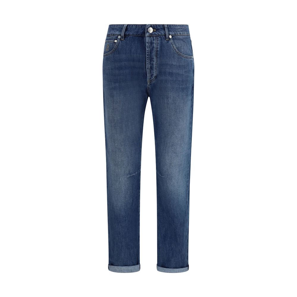 Brunello Cucinelli Blå Rett Jeans i Bomull