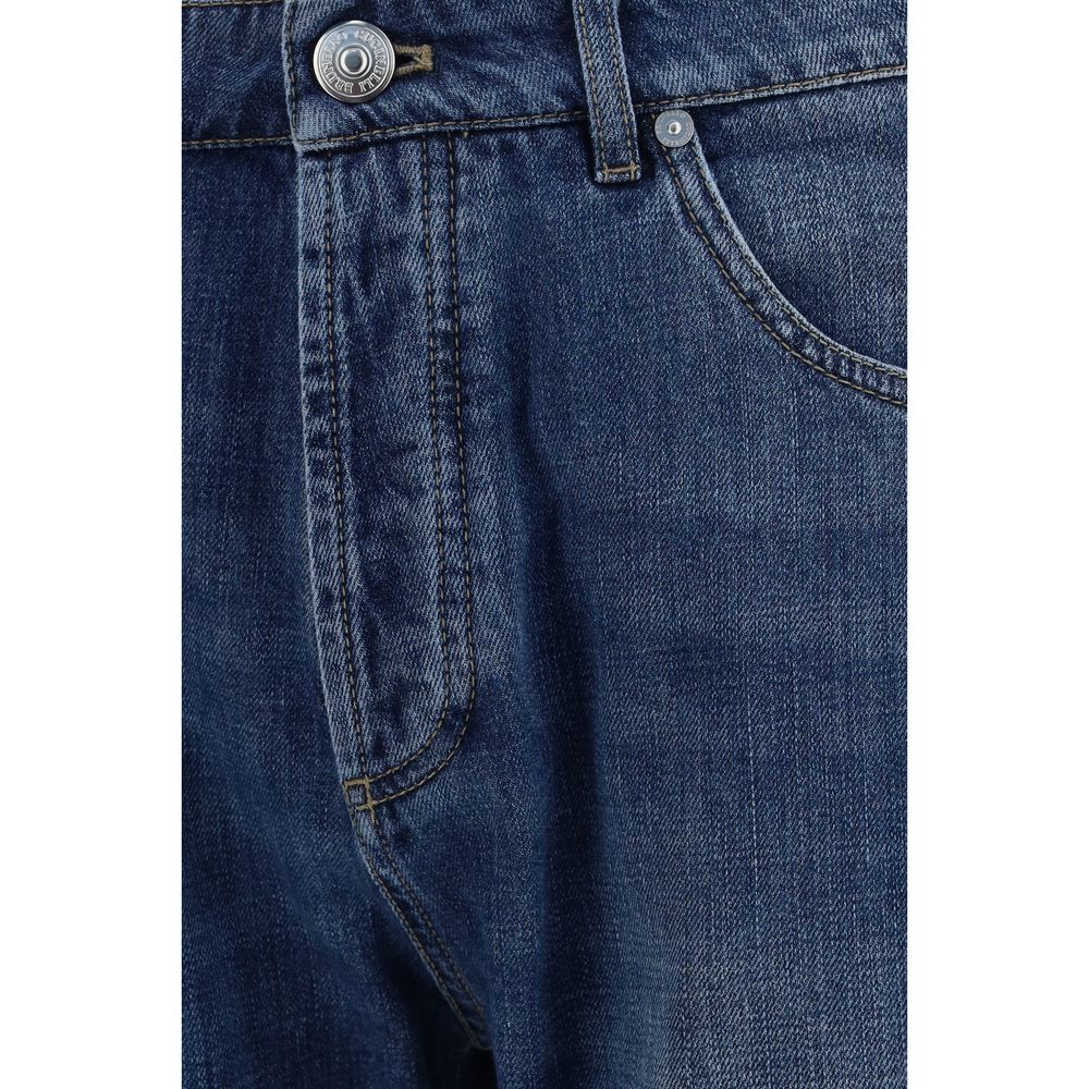 Brunello Cucinelli Blå Rett Jeans i Bomull