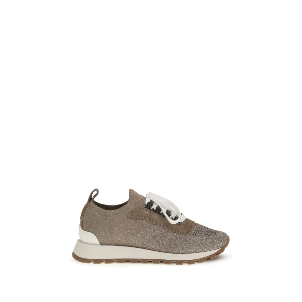 Brunello Cucinelli Beige Chunky-sneakers i bomull