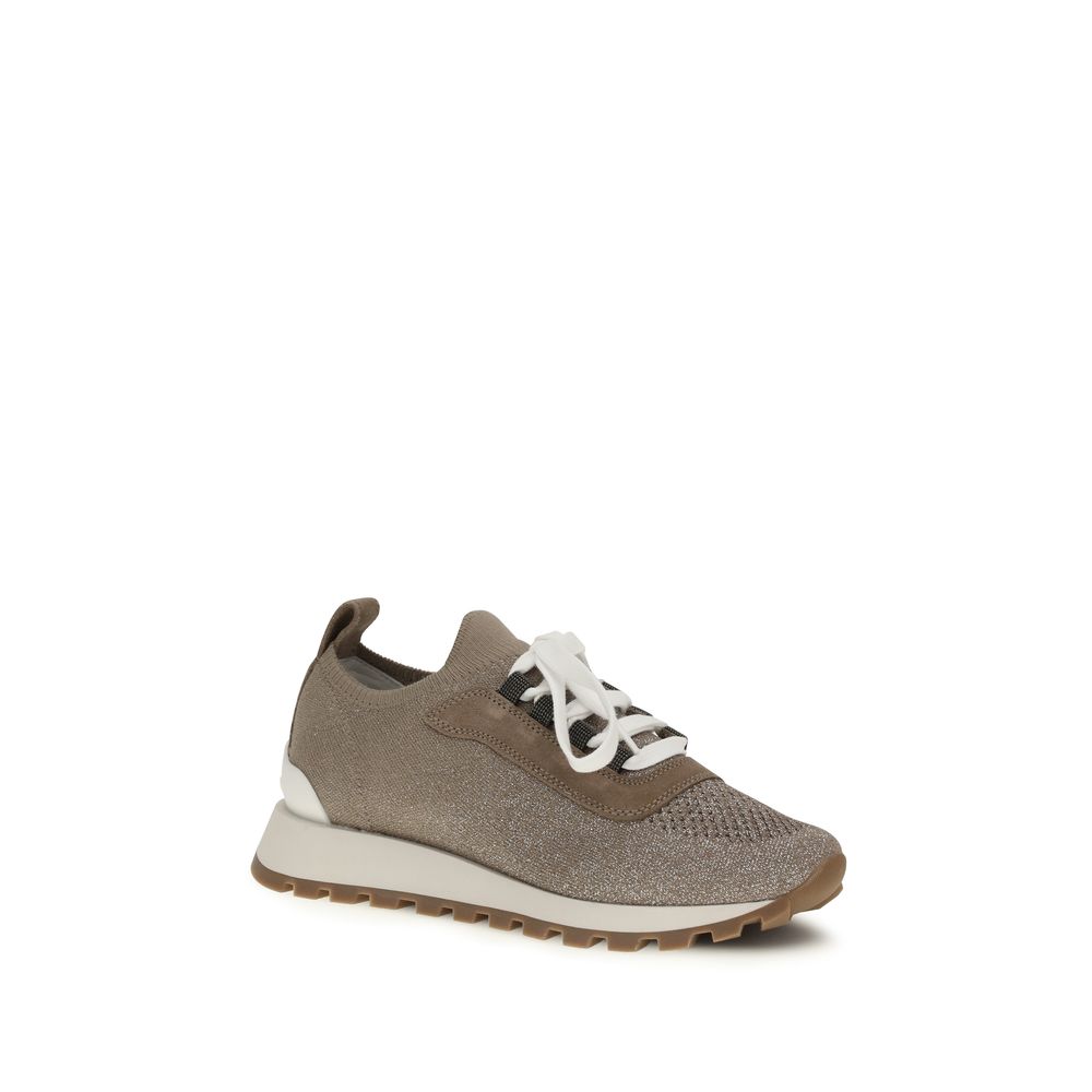 Brunello Cucinelli Beige Chunky-sneakers i bomull