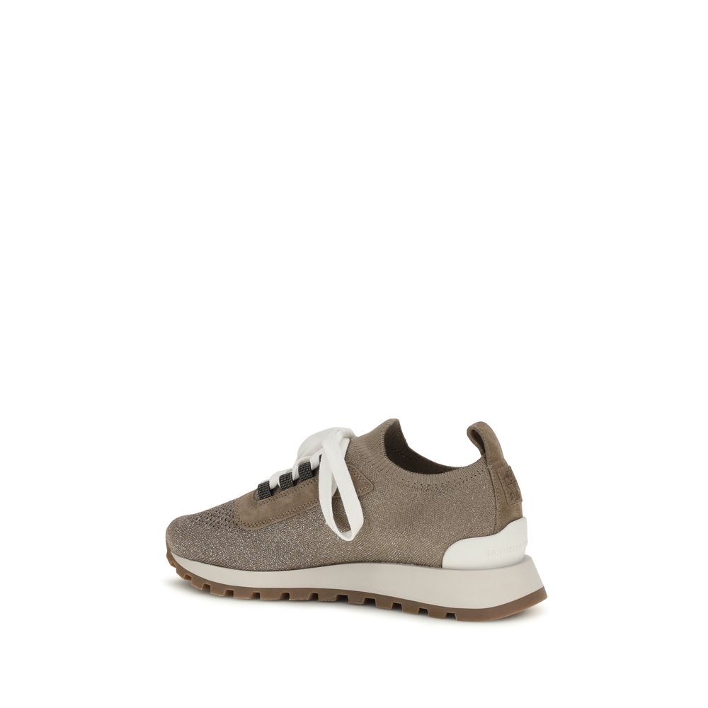 Brunello Cucinelli Beige Chunky-sneakers i bomull