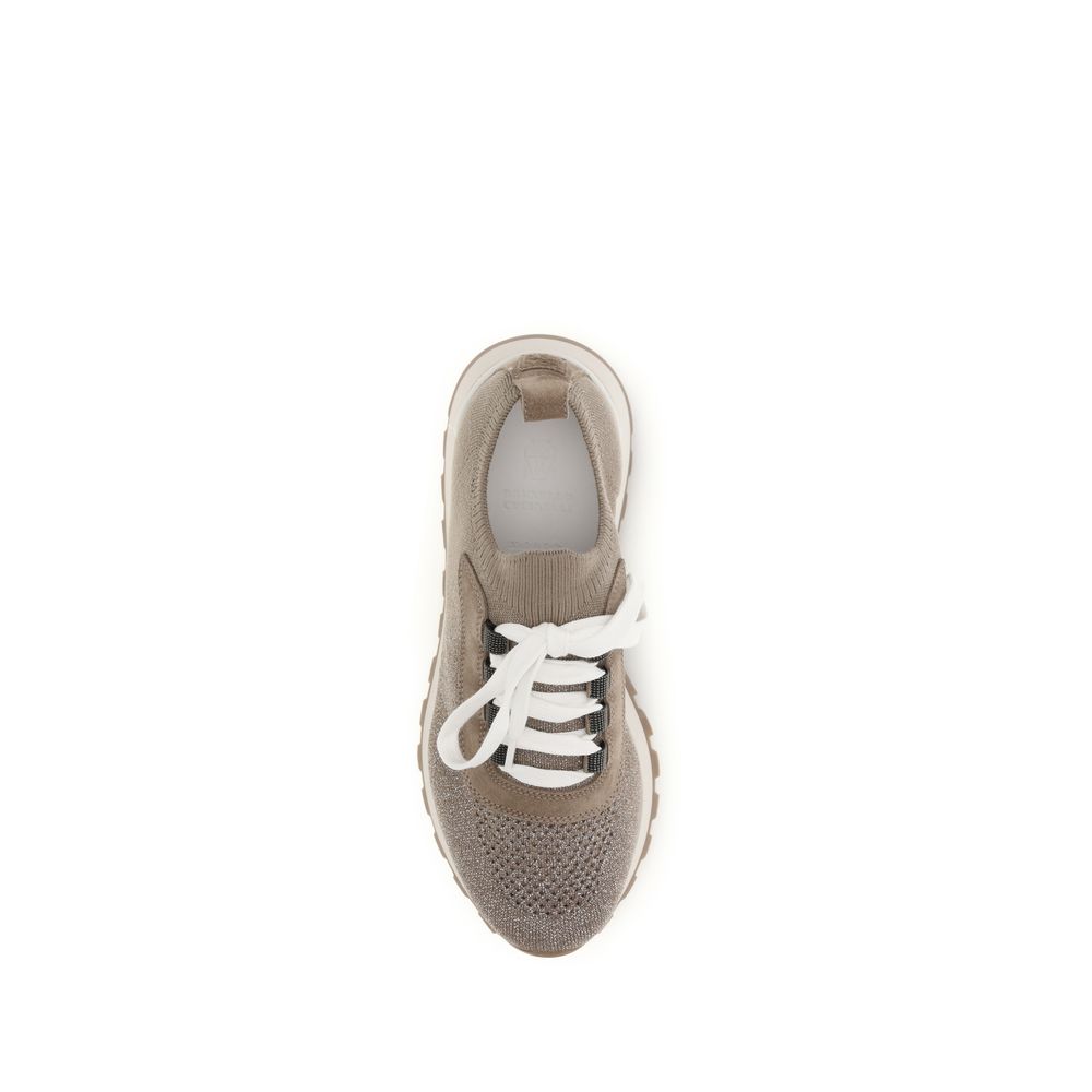 Brunello Cucinelli Beige Chunky-sneakers i bomull