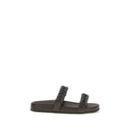 Brunello Cucinelli Brune Kalveskinn Bos Taurus Flate Sandaler