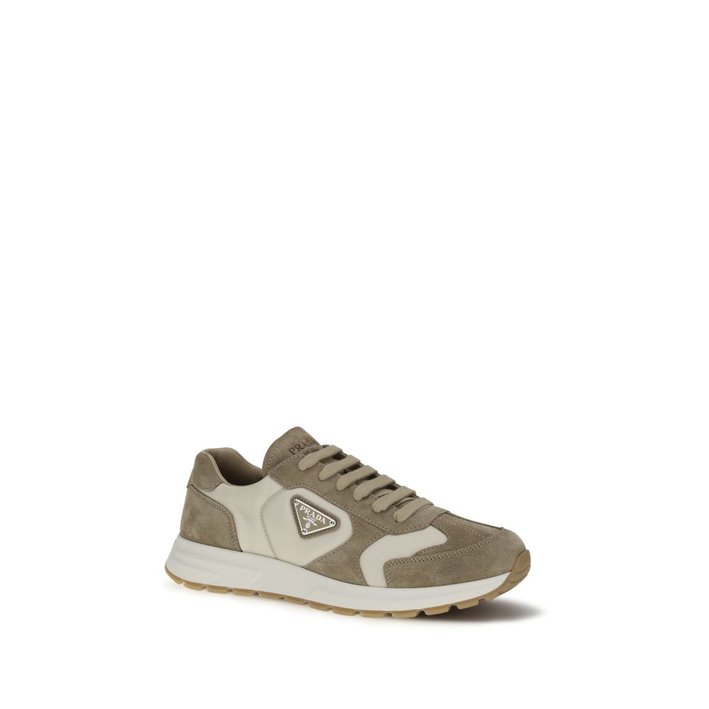 Prada Beige Kalveskinn Bos Taurus Athletic Sneakers