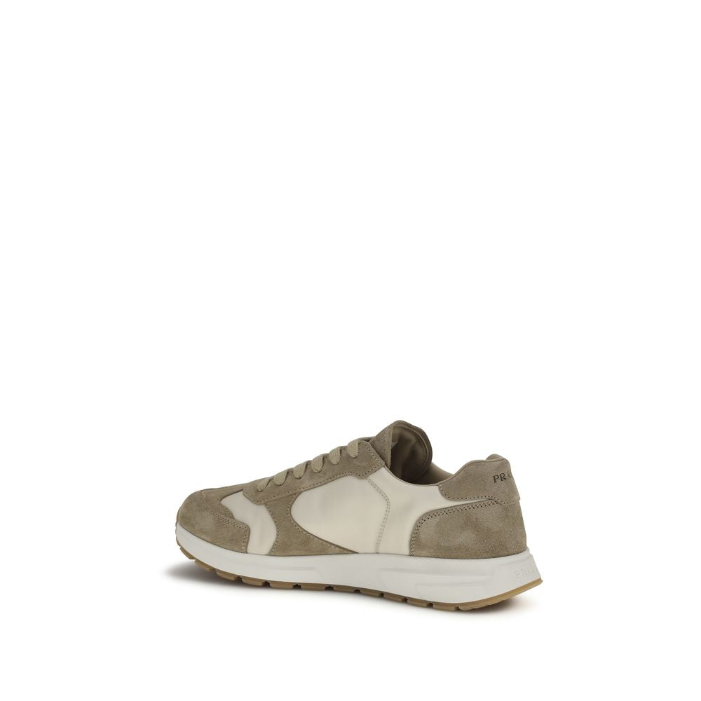 Prada Beige Kalveskinn Bos Taurus Athletic Sneakers