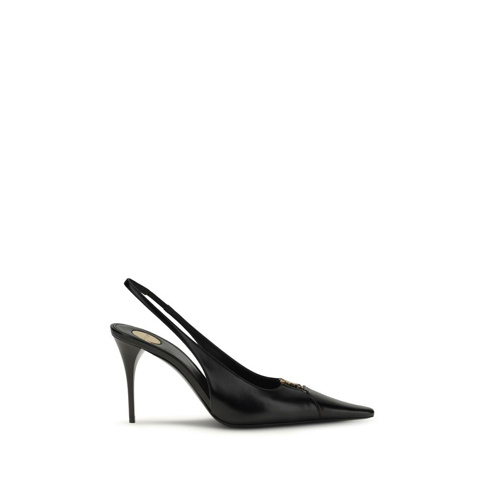 Saint Laurent Svarte Pumps i Kalveskinn med Høye Hæler
