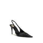 Saint Laurent Svarte Pumps i Kalveskinn med Høye Hæler