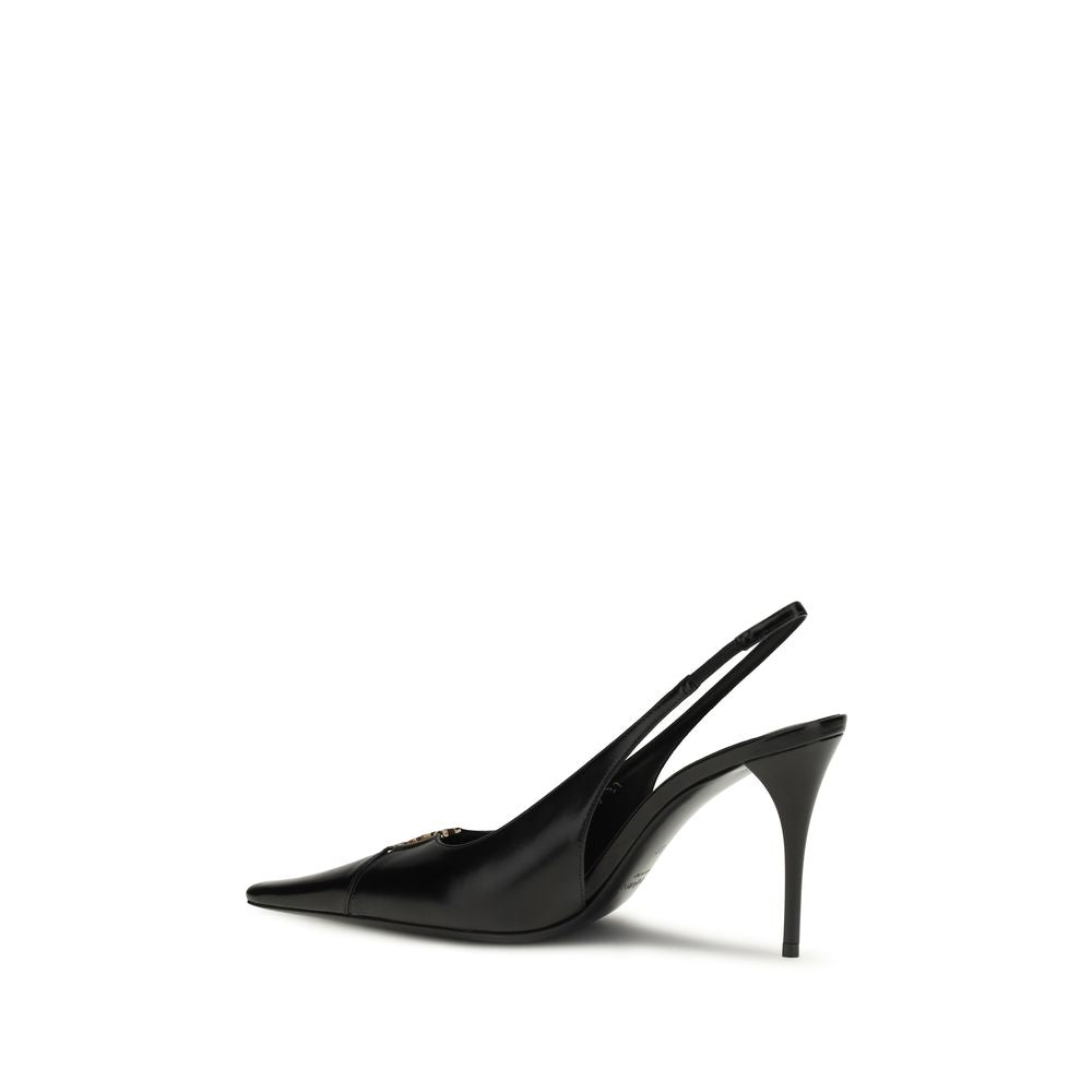 Saint Laurent Svarte Pumps i Kalveskinn med Høye Hæler