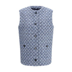 Gucci Blue Cotton Sleveless Jacket