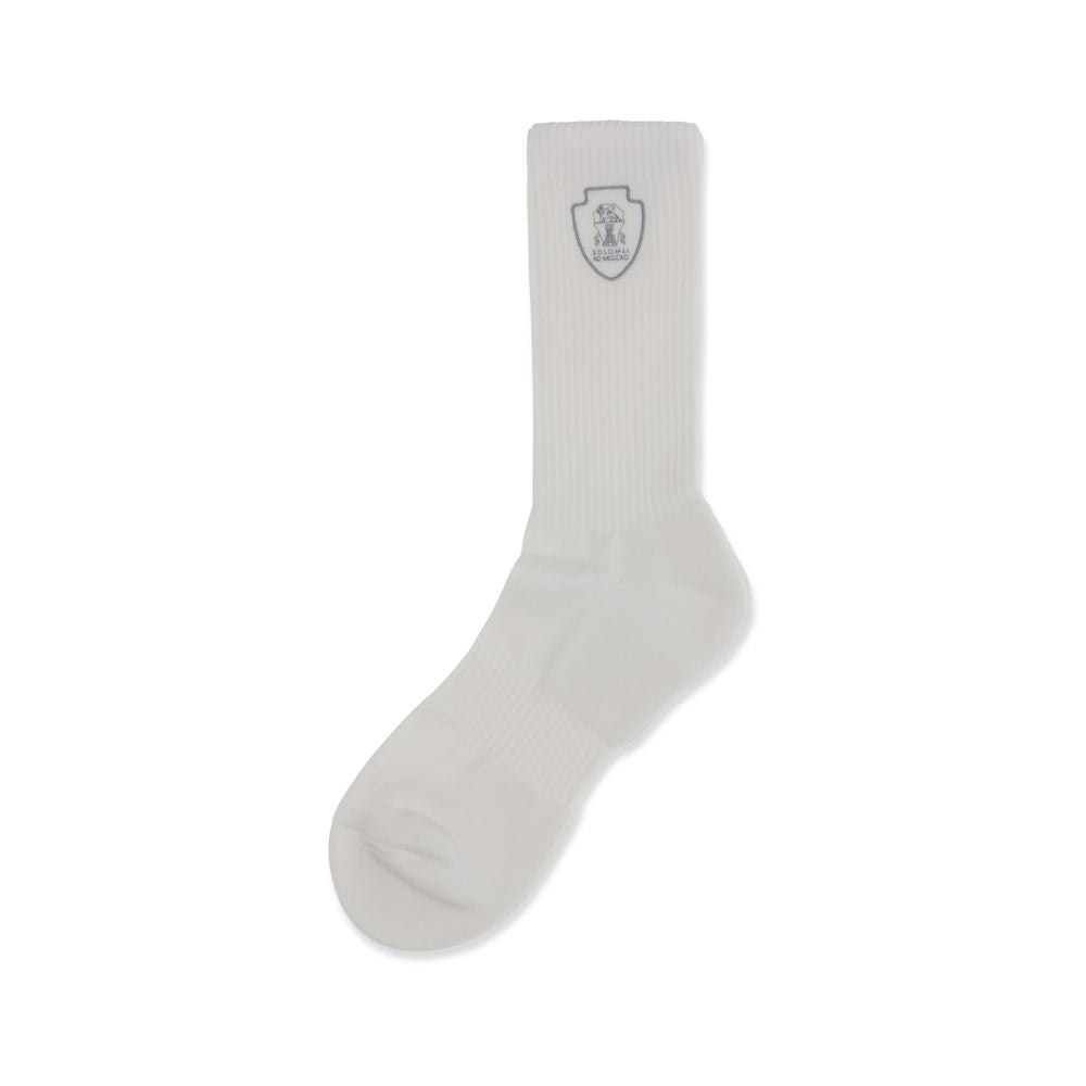 Brunello Cucinelli hvite bomullssokker