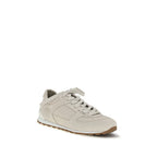 Brunello Cucinelli Beige Calf Leather Bos Taurus Low Top Sneakers