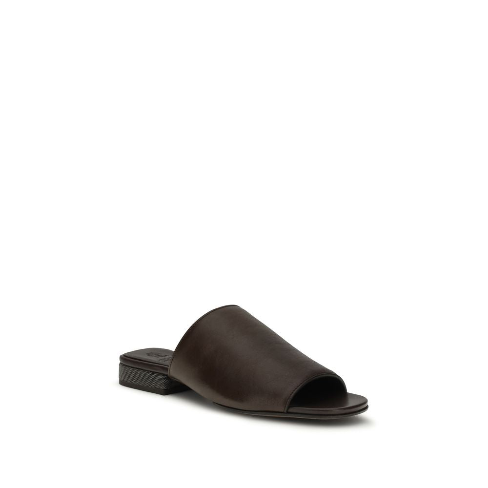 Brunello Cucinelli Brune kalveskinnssandaler (Bos Taurus)