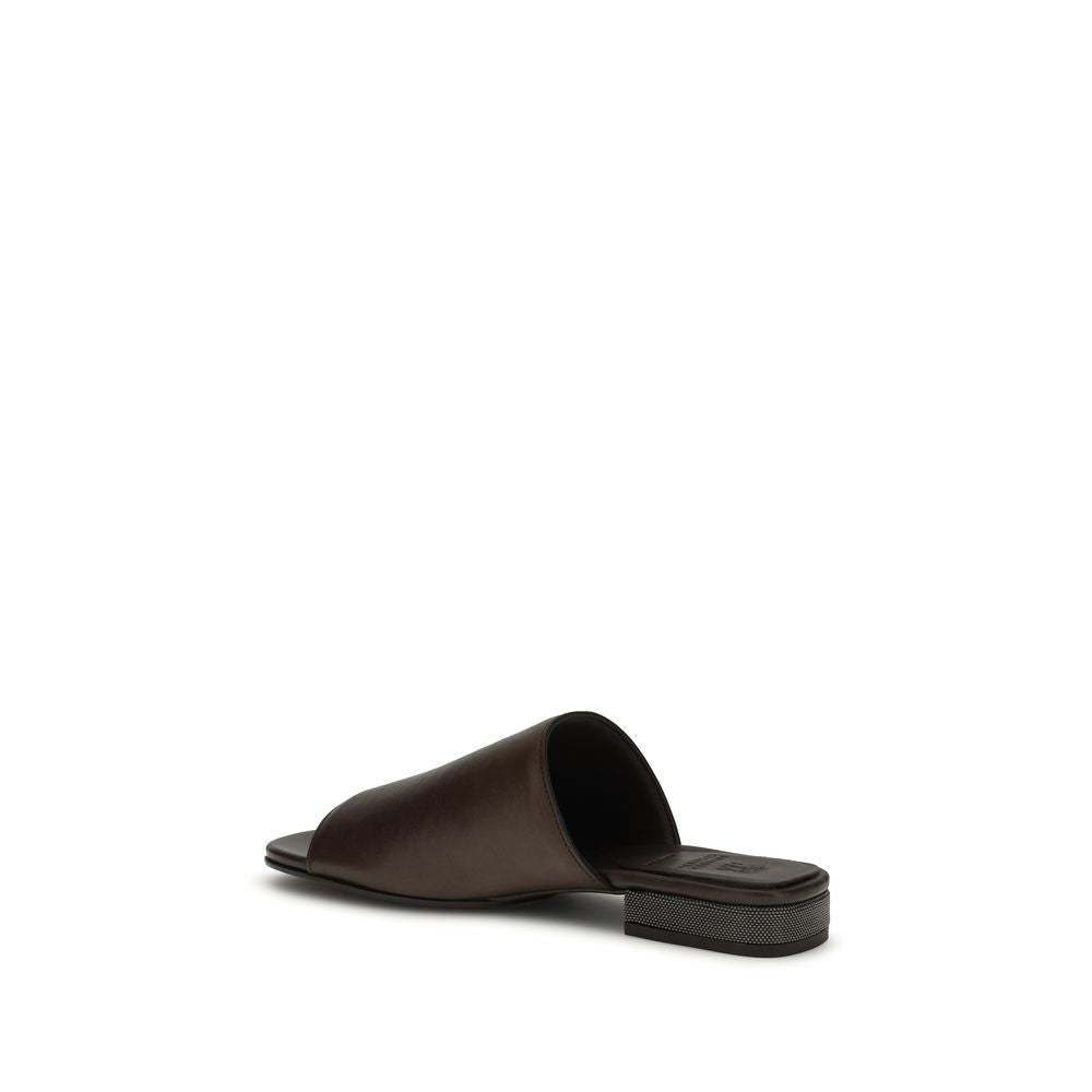 Brunello Cucinelli Brune kalveskinnssandaler (Bos Taurus)