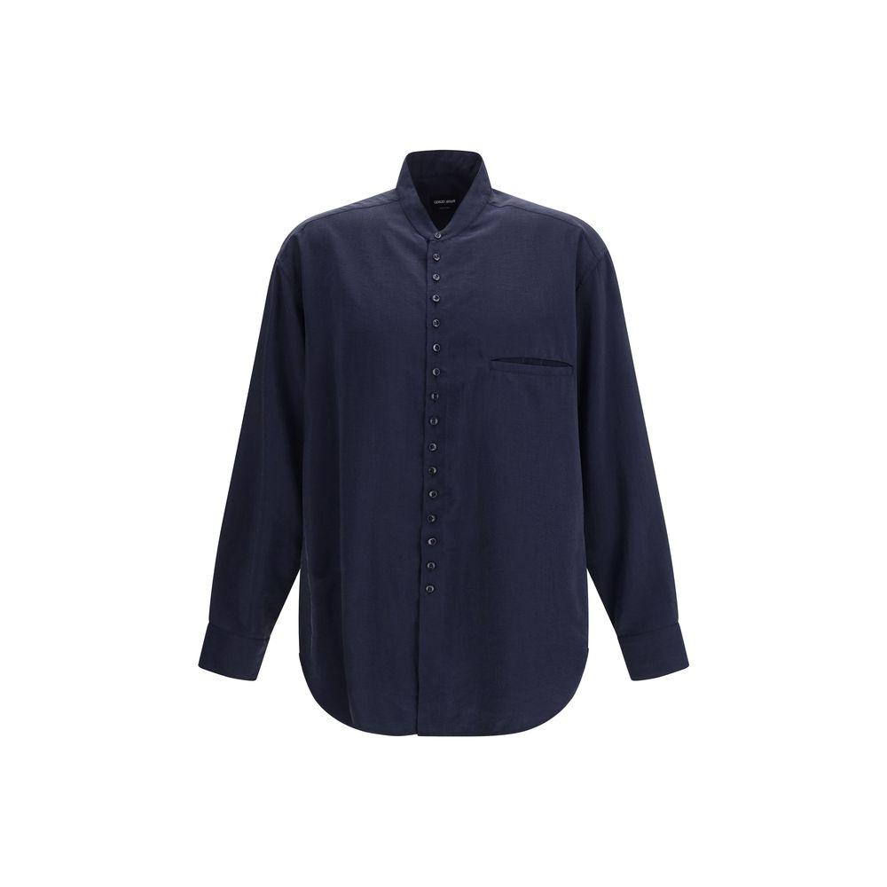 Giorgio Armani blå silkeskjorte