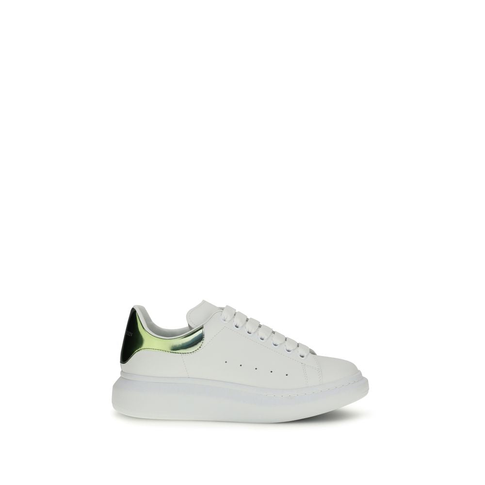 Alexander McQueen hvite kalveskinn-sneakers med platå