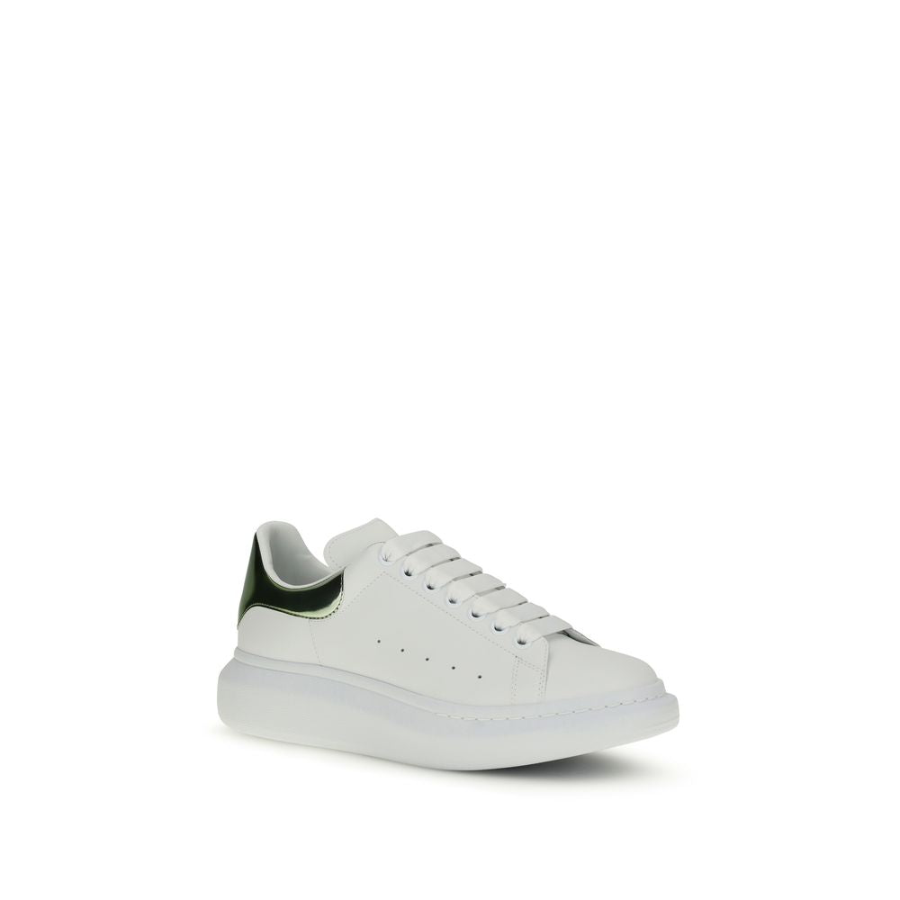 Alexander McQueen hvite kalveskinn-sneakers med platå
