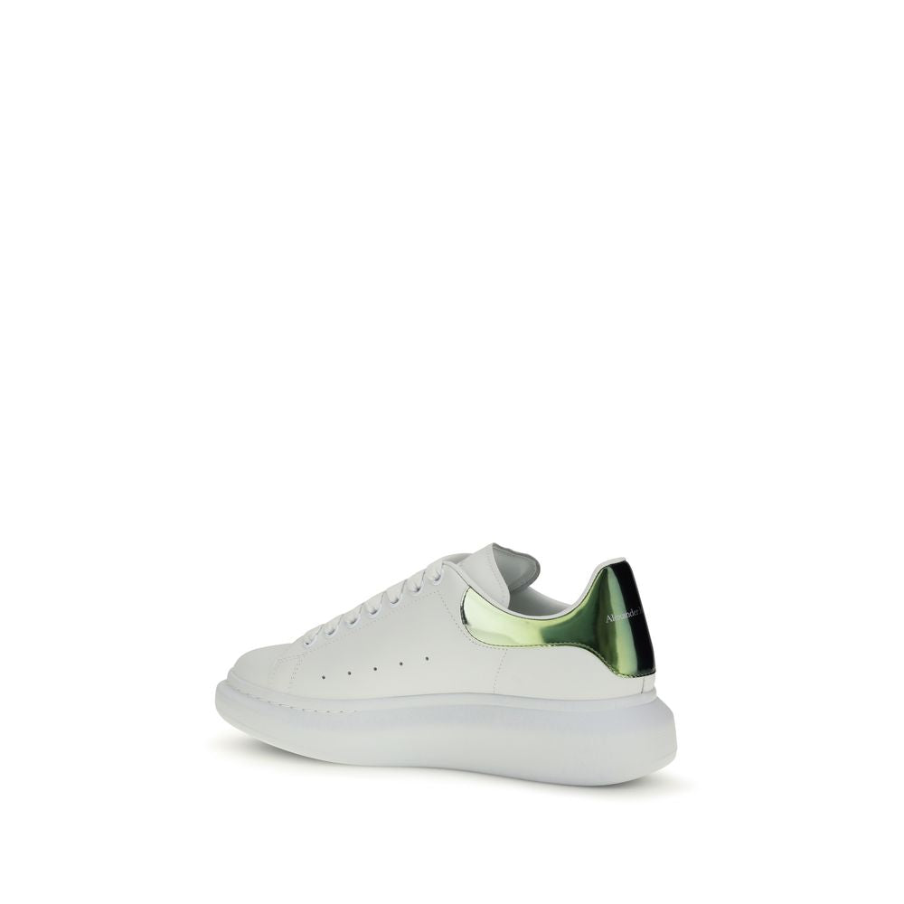 Alexander McQueen hvite kalveskinn-sneakers med platå