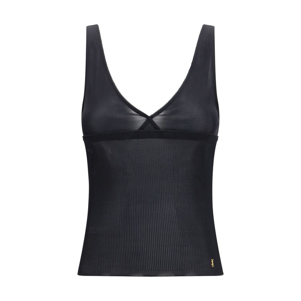 Saint Laurent Svart Silketopp Uten Ermer