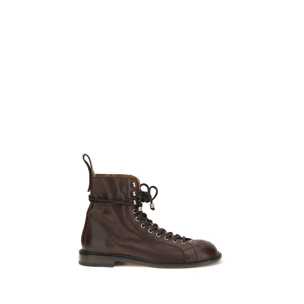 Versace brune snørestøvler i kalveskinn