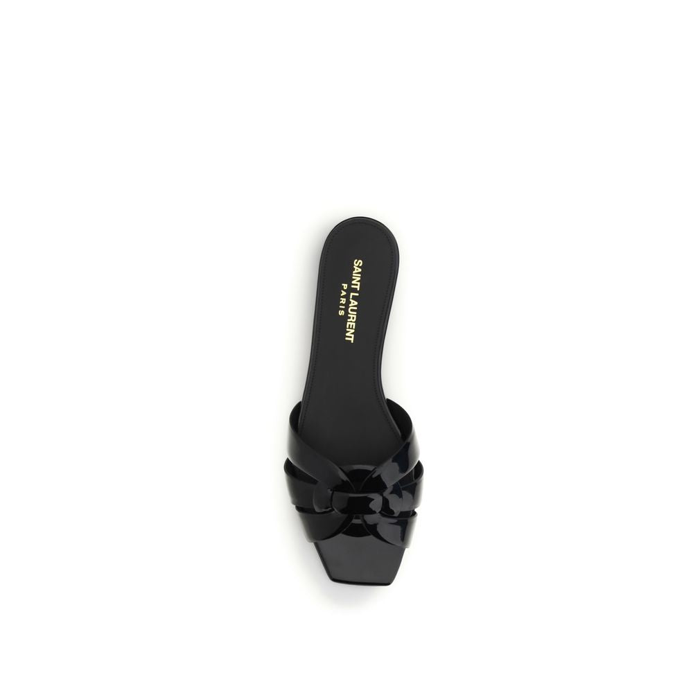 Saint Laurent flate sandaler i sort kalveskinn av Bos Taurus