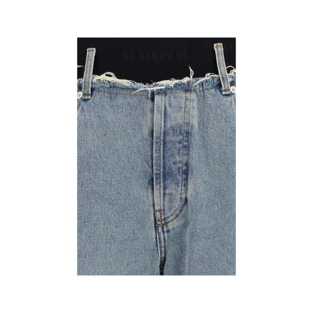 ALAINPAUL blå høy midje jeans i bomull