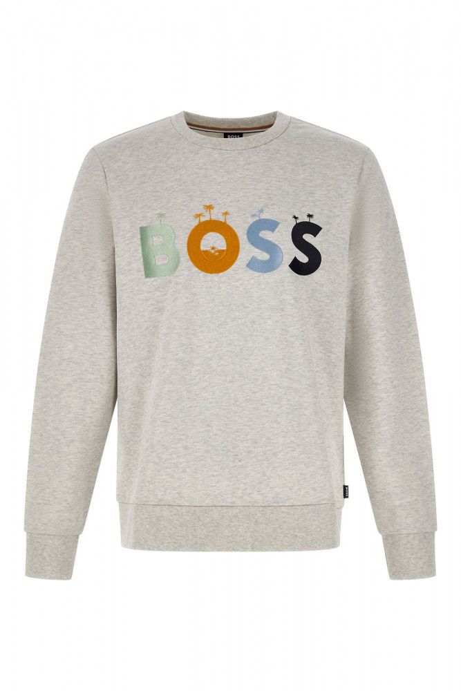 Hugo Boss grå bomullsgenser med logodetaljer