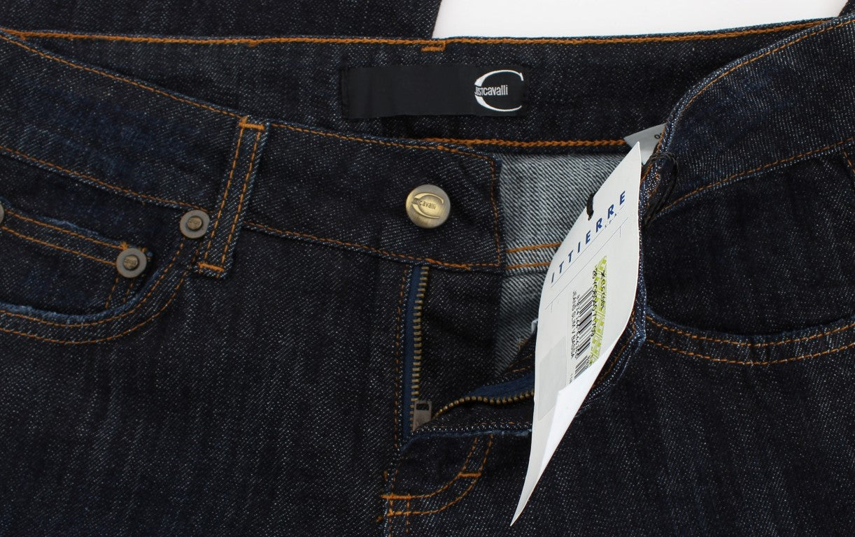 Cavalli blå bomull strecth-jeans med rett passform